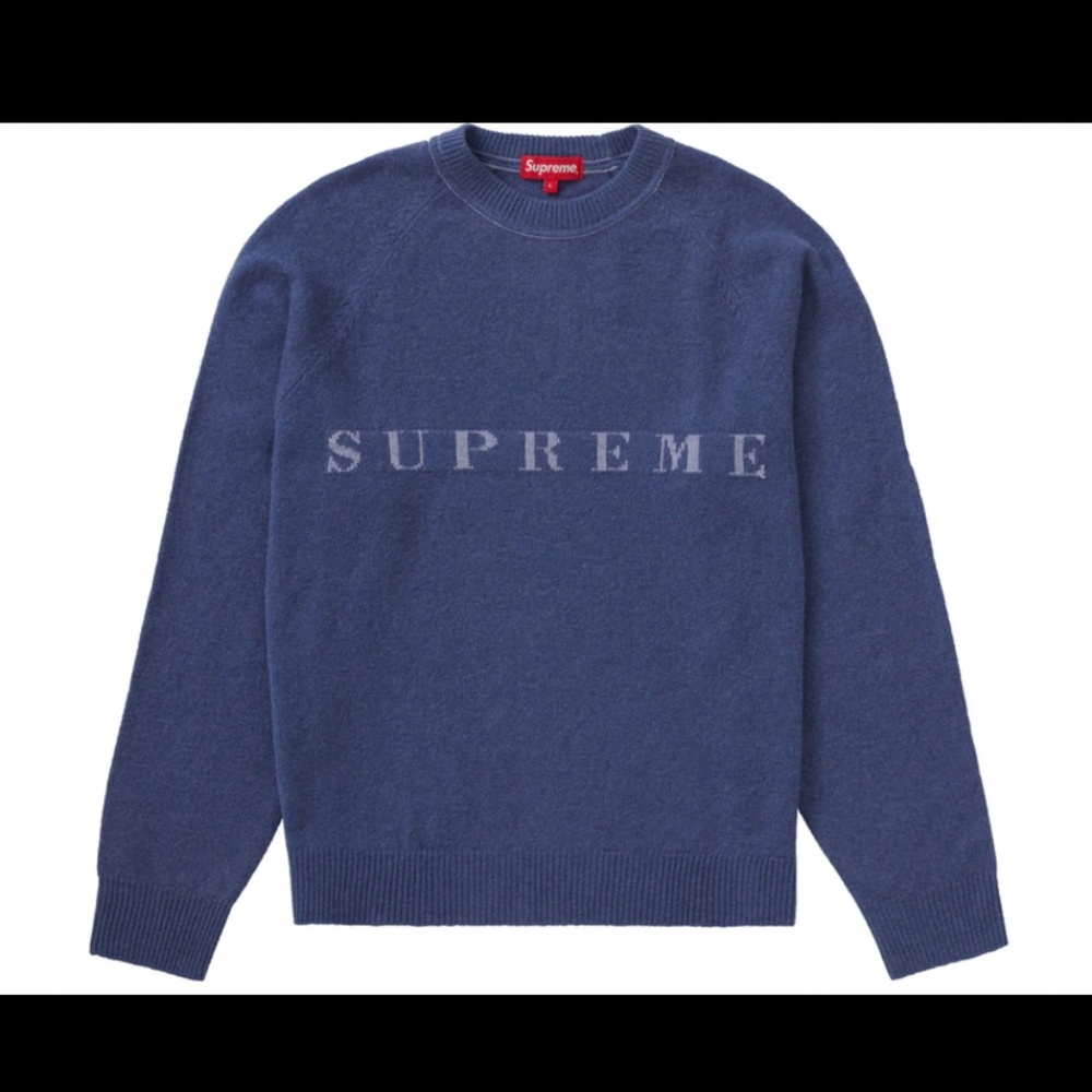 Supreme Stone Washed Sweater Navy Medium